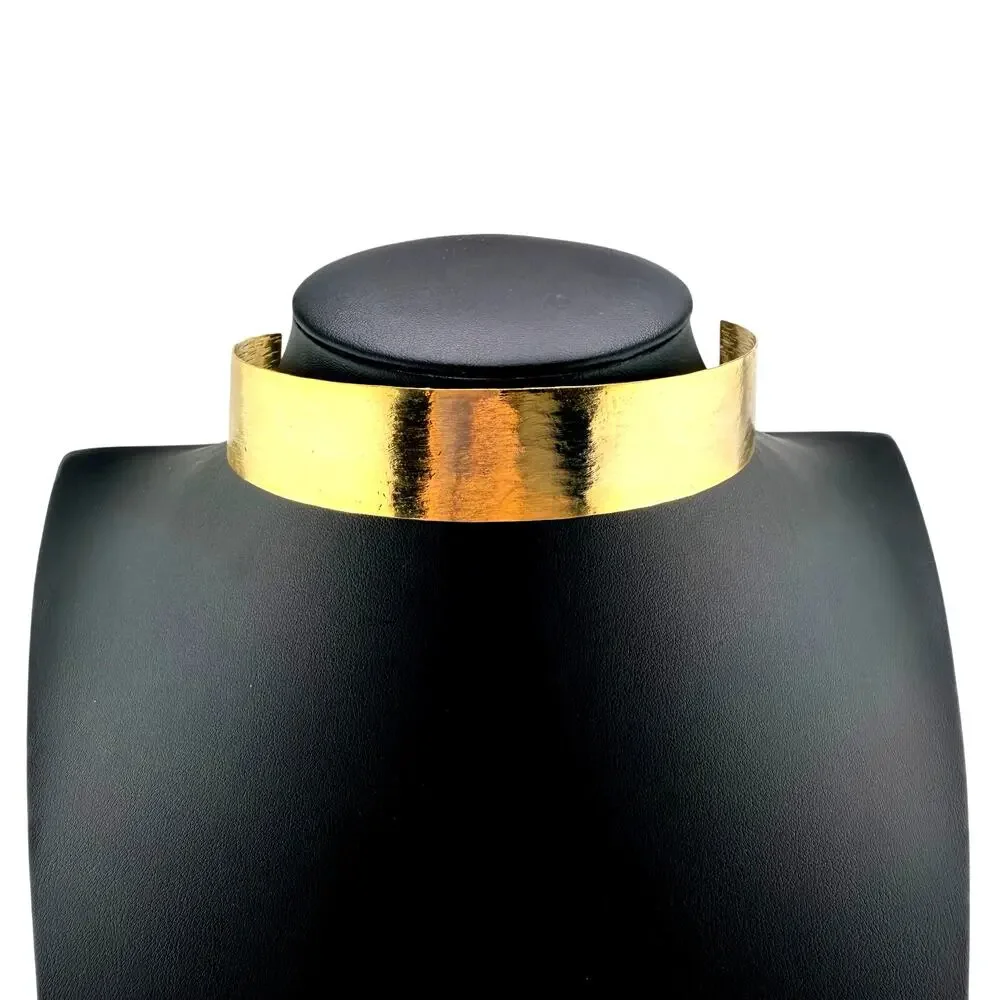 MovaKo Handmade Minimalist Modern Gilded Rigid Choker Gold Tone 17